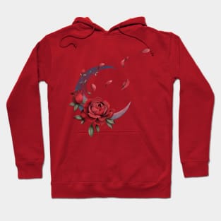 Romantic Half Crescent Moon with Roses and Leaves Hoodie